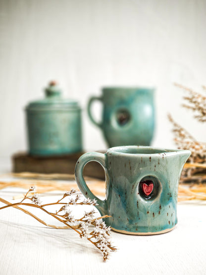 Ceramic milk jug with a heart motif