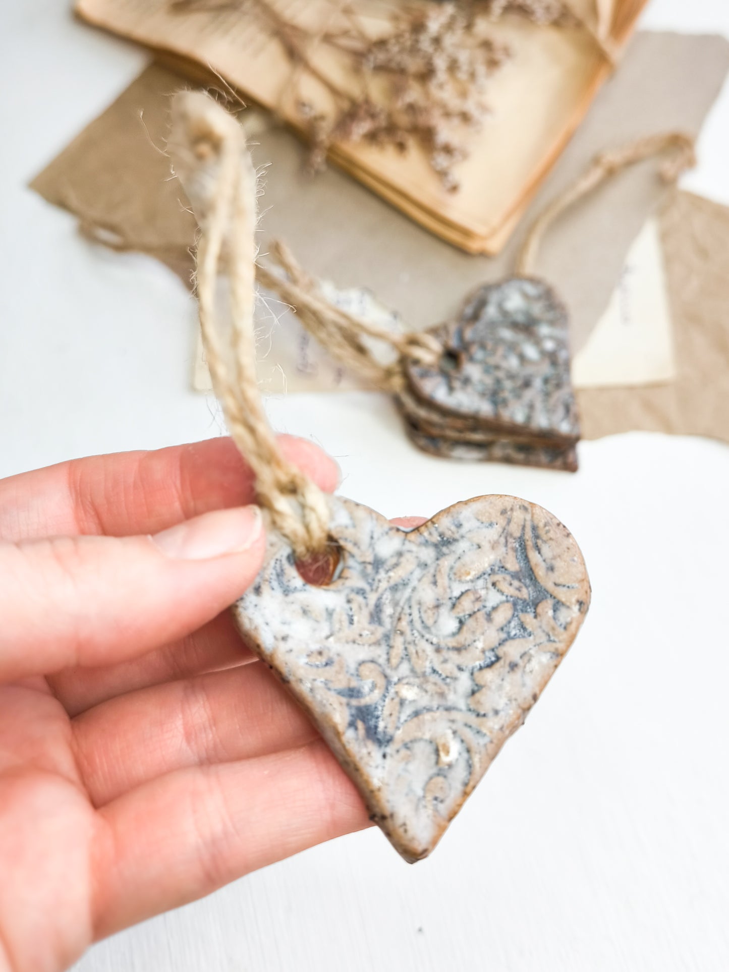 Ceramic heart-shaped ornament